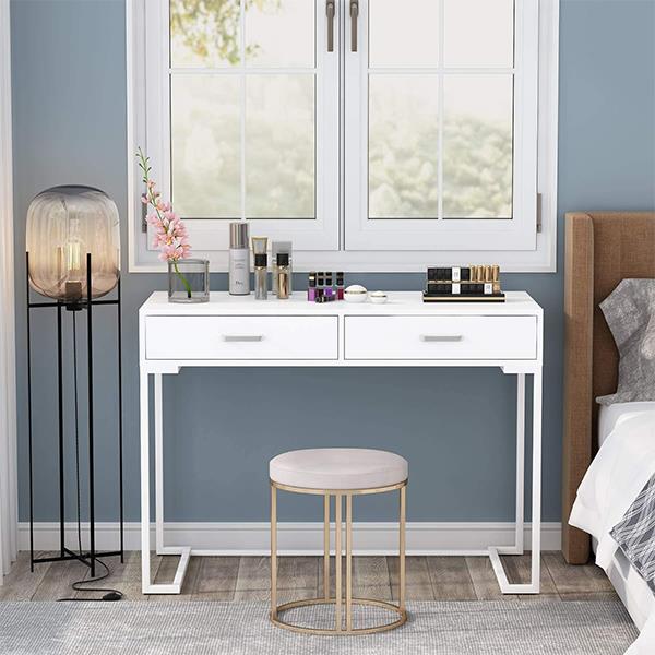 Γραφείο μεταλλικό σκελετό και ξύλινη λευκή επιφάνεια λευκό Υ76x100x50εκ - Image 9