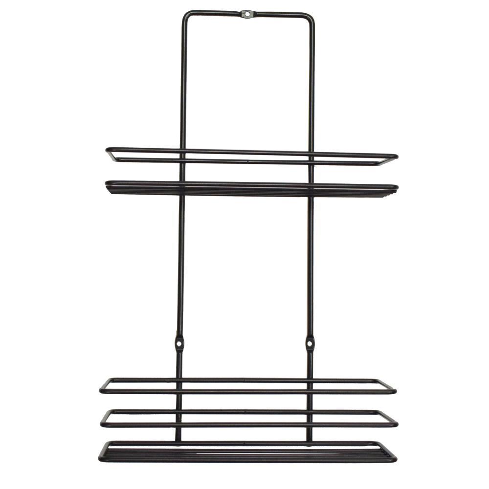 Ραφιέρα μπάνιου 2 ράφια Nextdeco μαύρη Υ37x8x23εκ. - Image 4