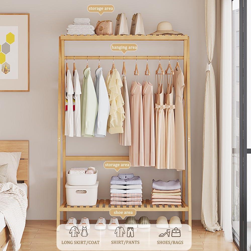 Κρεμάστρα ράγα οργάνωσης ρούχων Nextdeco ξύλινη Υ152x90x46εκ. - Image 2