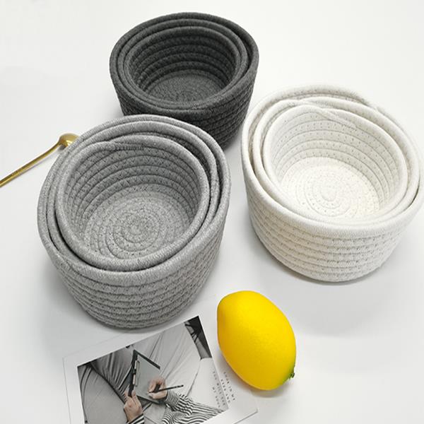 Σετ 3 καλάθια σε ανοιχτό γκρι χρώμα Ø15xΥ5,5εκ., Ø17xΥ7εκ., Ø19xΥ8εκ. - Image 4