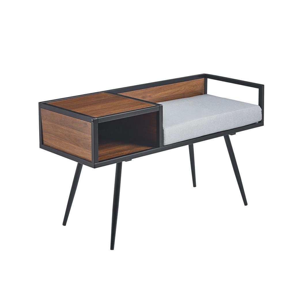 Έπιπλο εισόδου μεταλλικό Nextdeco επιφάνεια MDF σκούρο καφέ Υ58x110x40εκ, - Image 2