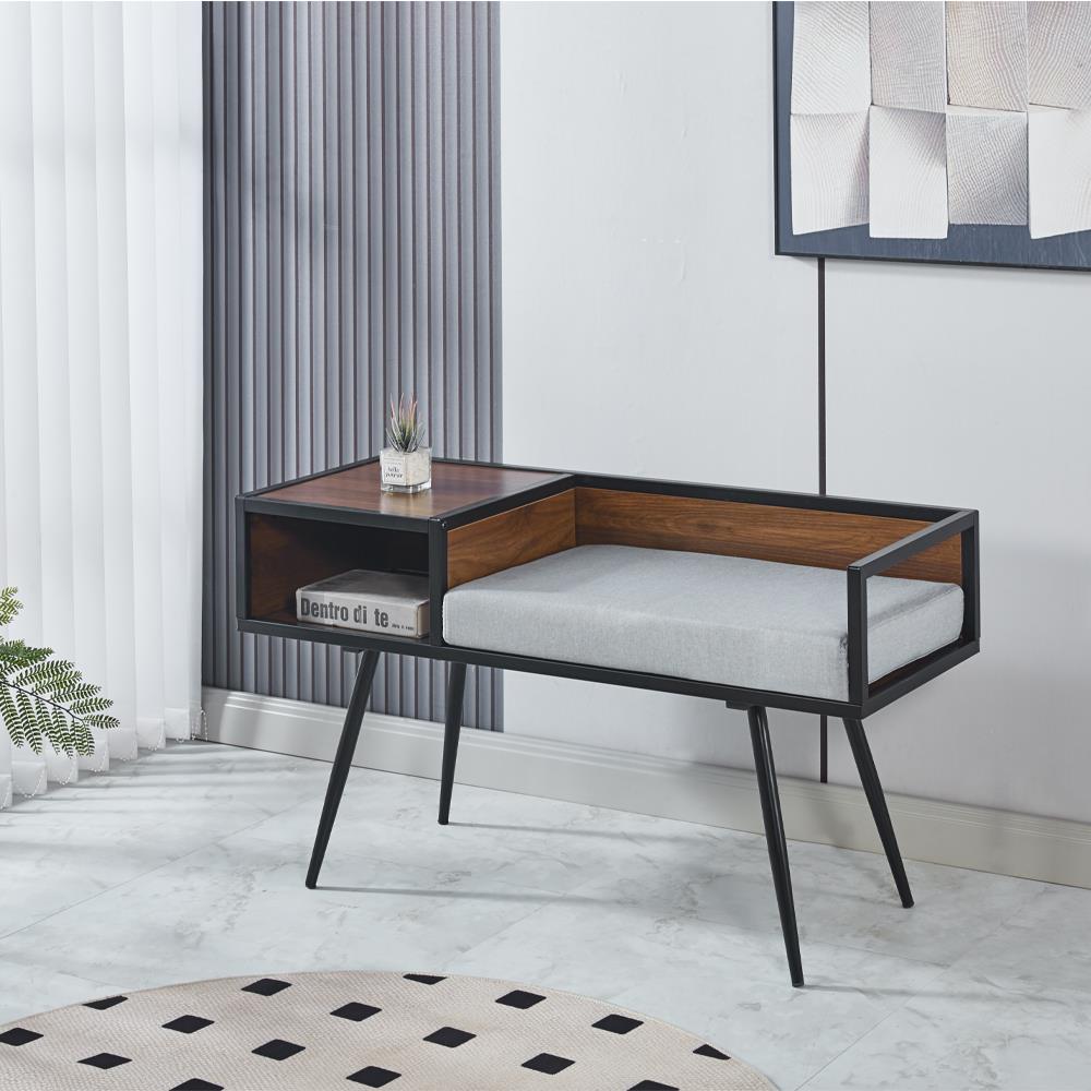 Έπιπλο εισόδου μεταλλικό Nextdeco επιφάνεια MDF σκούρο καφέ Υ58x110x40εκ, - Image 3