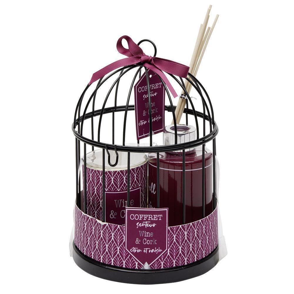 Κλουβάκι με αρωματικό και κερί μωβ, Υ19,5x∅13,5εκ