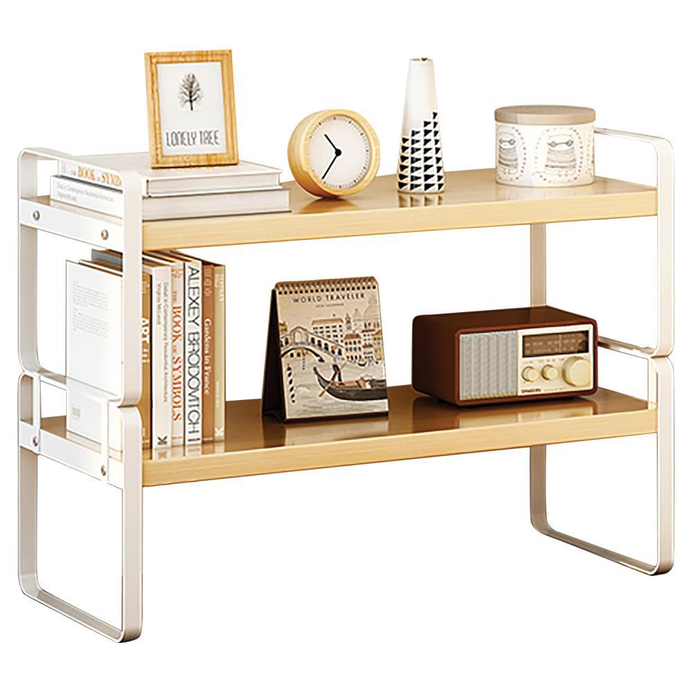 Ραφιέρα λευκή με 2 ξύλινα ράφια 40x20xΥ38εκ. - Image 2