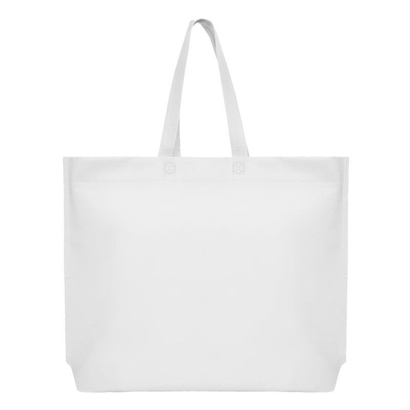 Τσάντα non woven λευκή Υ40x54x10εκ πιέτα. Δυνατότητα εκτύπωσης - Image 2