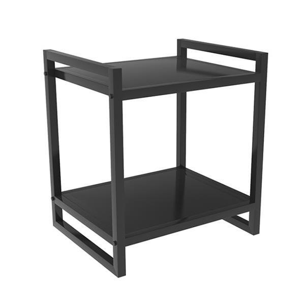 Κομοδίνο τραπέζι μεταλλικό Nextdeco 2 επιπέδων μαύρο Υ50x40x35εκ - Image 2