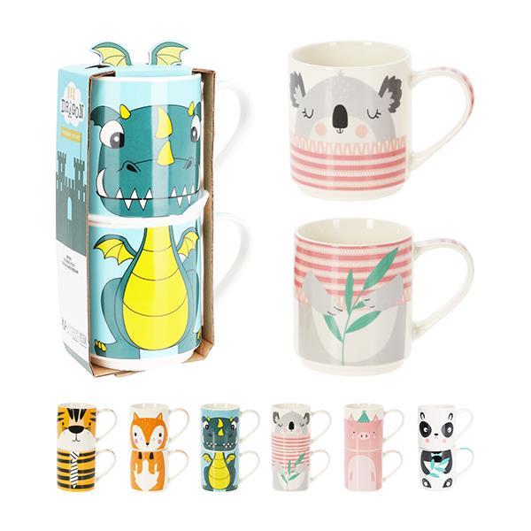 Κούπες από πορσελάνη 265ml σετ 2 τμχ 11,5x7,7xY8,5εκ. κοκτέηλ 6 σχέδια - Image 2