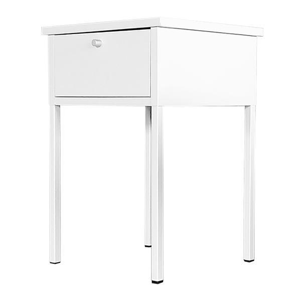 Τραπεζάκι κομοδίνο Nextdeco μεταλλικό με συρτάρι λευκό Υ60x40x40εκ. - Image 4