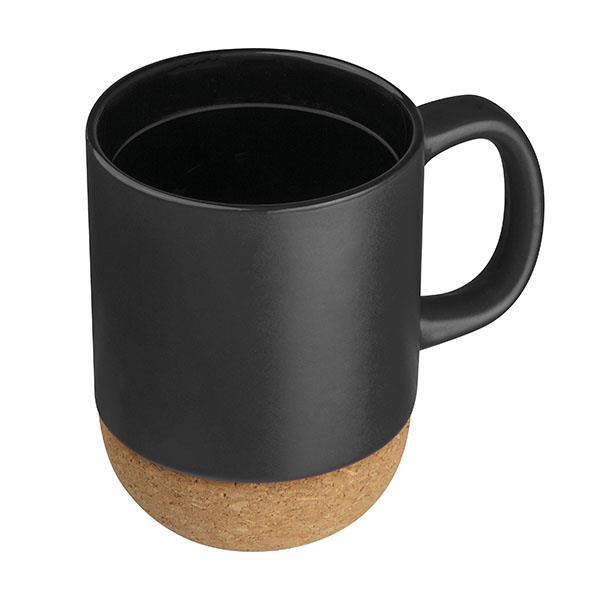 Κούπα κεραμική 350ml μαύρη με βάση από φελλό 8,6x11,3εκ. - Image 2