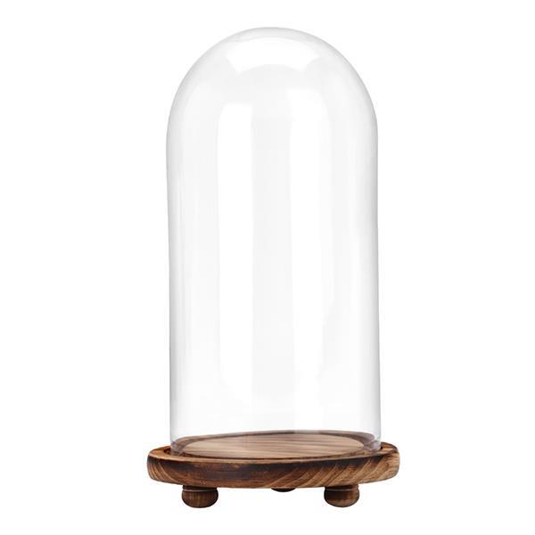 Καμπάνα γυάλινη με ξύλινη βάση Υ28εκ. Ø15εκ. - Image 2