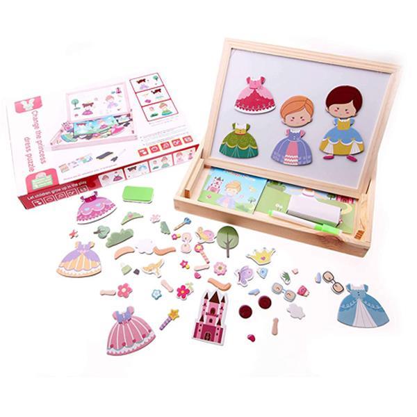Μαγνητικό παζλ “Ντύσε την Πριγκίπισσα” με πίνακα 2 όψεων 23,5x30x3,2εκ. - Image 2