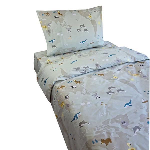 Σετ παιδικά σεντόνια μονά Animal World από 100% βαμβάκι 175x260εκ. - Image 2