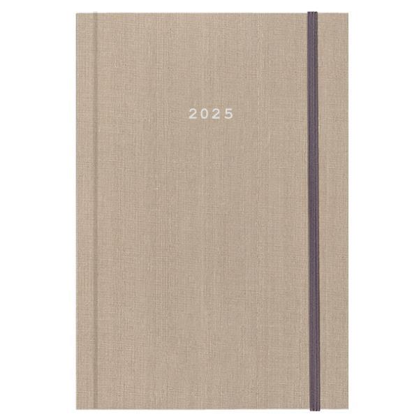 Next ημερολόγιο 2025 fabric ημερήσιο δετό μπεζ με λάστιχο 17x25εκ.
