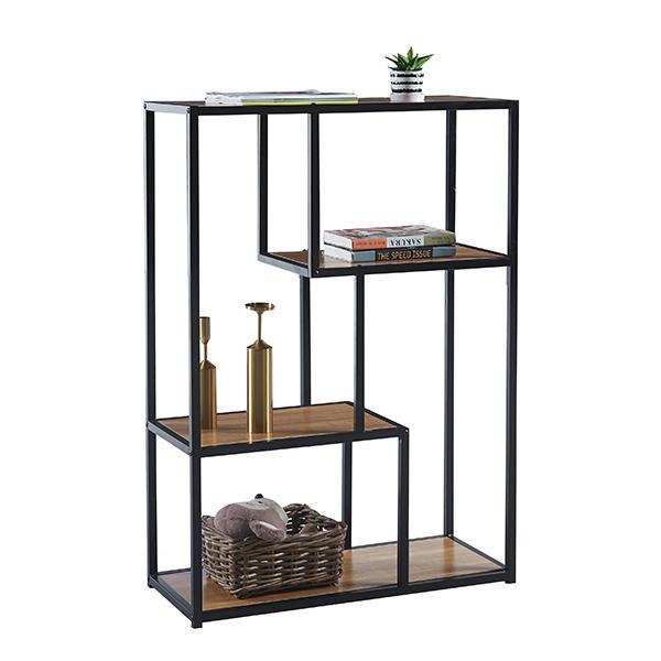 Ραφιέρα με μεταλλικό σκελετό και ξύλινα ράφια Υ114x80x34εκ. - Image 2