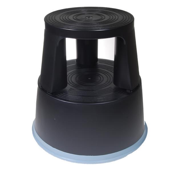 Πλαστικό σκαμπό-σκαλοπάτι με ρόδες, μαύρο Υ43xØ29x45εκ. - Image 2