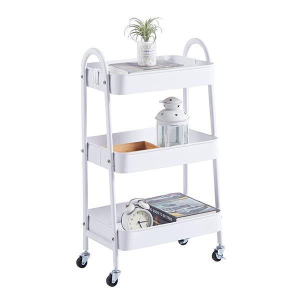 Τρόλεϊ-καλάθι με 3 θήκες αποθήκευσης λευκό Υ77x41x33εκ. - Image 4