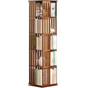 Βιβλιοθήκη ξύλινη μπαμπού Nextdeco με 5 επιπέδα περιστρεφόμενη Υ149x37x37εκ.