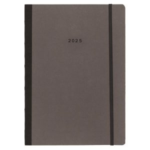 Next ημερολόγιο 2025 Natural ημερήσιο flexi γκρι σκούρο με λάστιχο 12x17εκ.