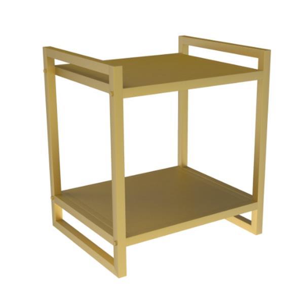 Κομοδίνο-τραπέζι μεταλλικό 2 επιπέδων χρυσό Υ50x40x35εκ - Image 2