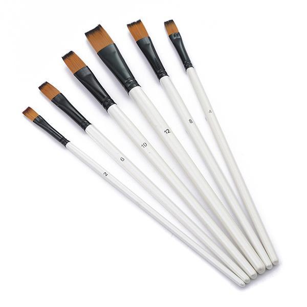 Σετ 6 πινέλα με flat συνθετική τρίχα σε blister - Image 2
