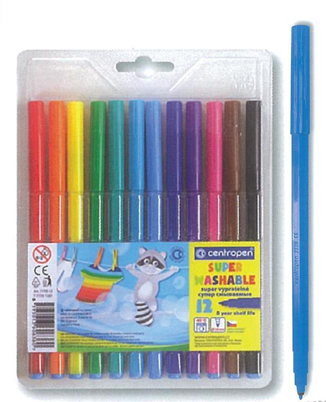 Centropen μαρκαδόροι ζωγραφικής washable 1mm 12χρώματα - Image 2