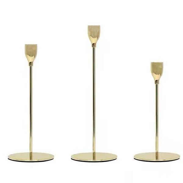 Κηροπήγια minimal σετ 3 τεμαχίων σε ροζ-χρυσό χρώμα, μεταλλικά - Image 2