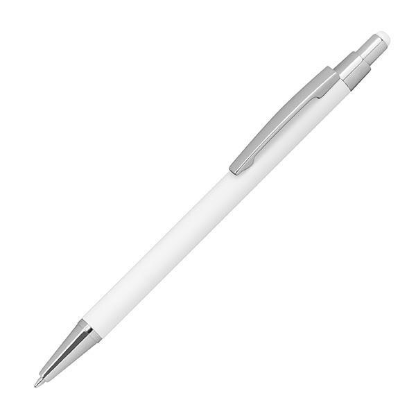 Στυλό - touch pen μεταλλικό με λαστιχένια επίστρωση άσπρο Υ14,5xØ0,8εκ. - Image 2