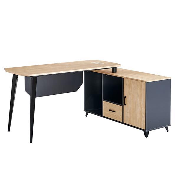 Γραφείο γωνία Nextdeco σε μαύρη και οακ απόχρωση Y75x120x60-Y64,5x120x40 - Image 4