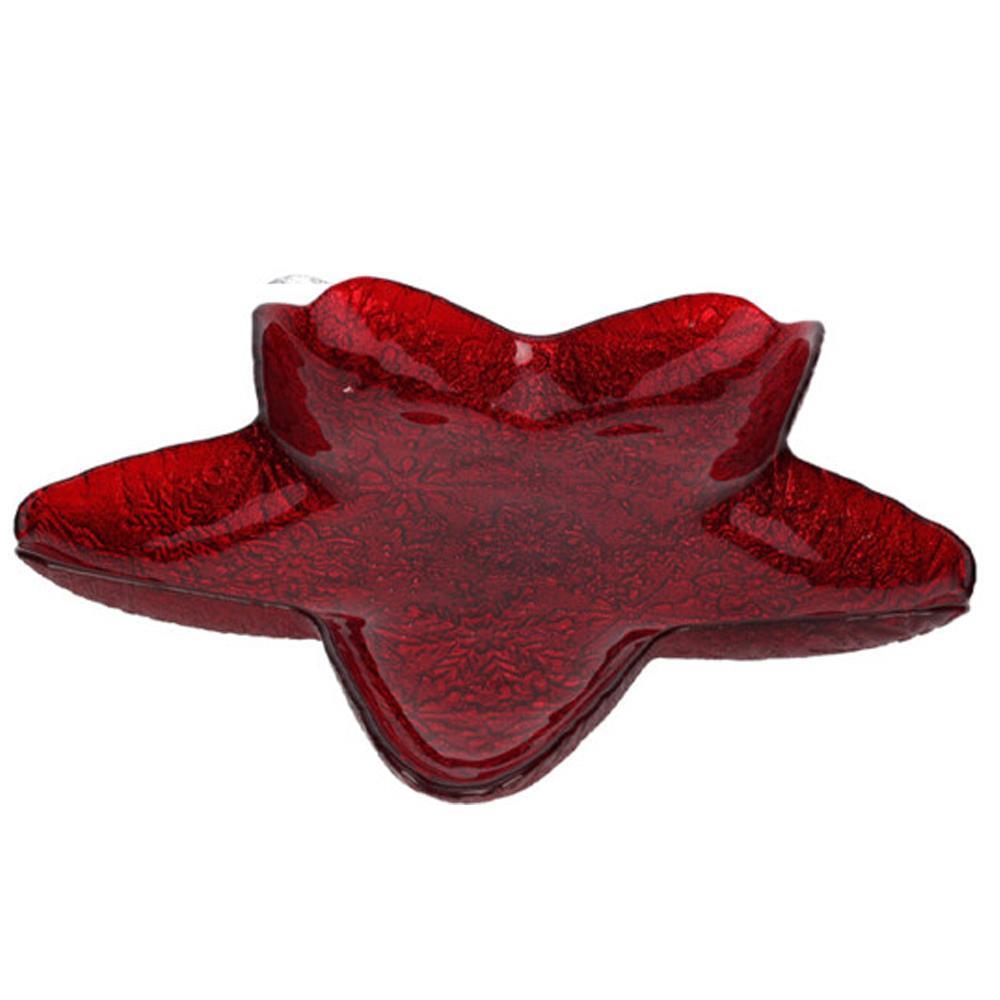 Γυάλινη πιατέλα αστέρι κόκκινο ∅30xΥ4εκ.