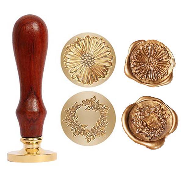 Σφραγίδα για βουλοκέρι με 2 σχέδια Floral 2,5εκ. - Image 2