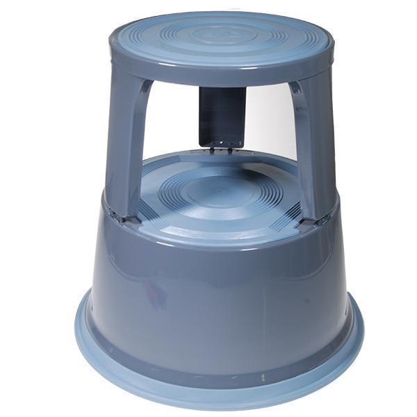 Μεταλλικό σκαμπό-σκαλοπάτι με ρόδες, ανοιχτό γκρι Υ43xØ29x45εκ. - Image 2