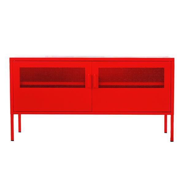 Έπιπλο τηλεόρασης μεταλλικό Nextdeco με ανοιγόμενες πόρτες κόκκινο Υ60x118x40εκ. - Image 2