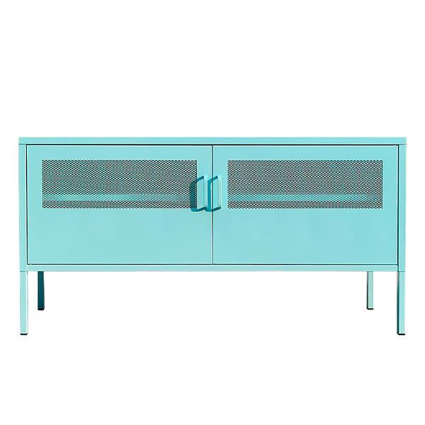 Έπιπλο τηλεόρασης μεταλλικό Nextdeco με ανοιγόμενες πόρτες γαλάζιο Υ60x118x40εκ. - Image 2