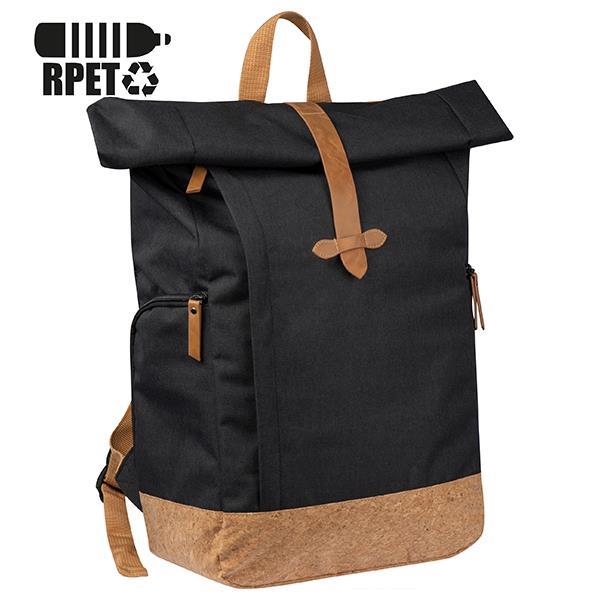 Σακίδιο πλάτης μαύρο από ανακυκλωμένο πολυεστέρα και φελλό Υ50,5x39x16εκ. - Image 3