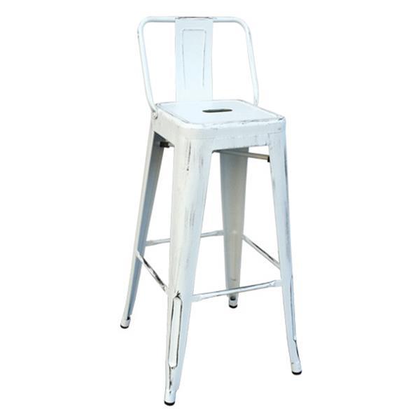 RELIX σκαμπώ bar με πλάτη Y76-100x43x43εκ., antique white - Image 2