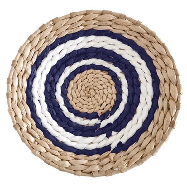 Δίσκος Boho διακοσμητικός ψάθινος φυσικό/λευκό/μπλε Ø30εκ. - Image 2