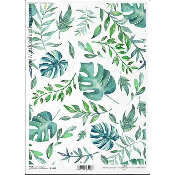 Ριζόχαρτο "Green-blue leaves" 21x29εκ. (ITD-R1416) - Image 2