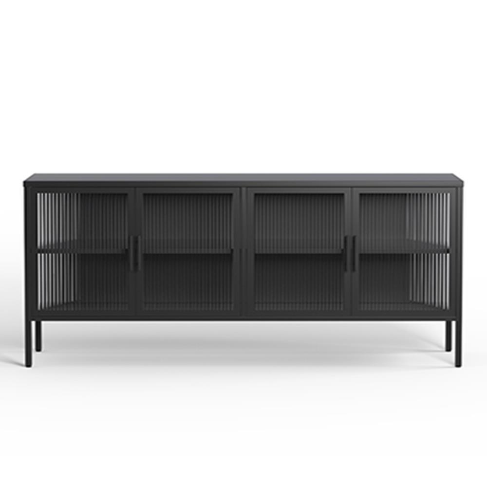 Έπιπλο τηλεόρασης μεταλλικό Nextdeco με ανοιγόμενες πόρτες μαύρο Υ80x150x35εκ. - Image 4