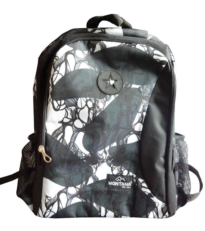 Montana τσάντα πλάτης εφηβική μαύρα λουλούδια με 1 θήκη 40x28x13εκ. - Image 2