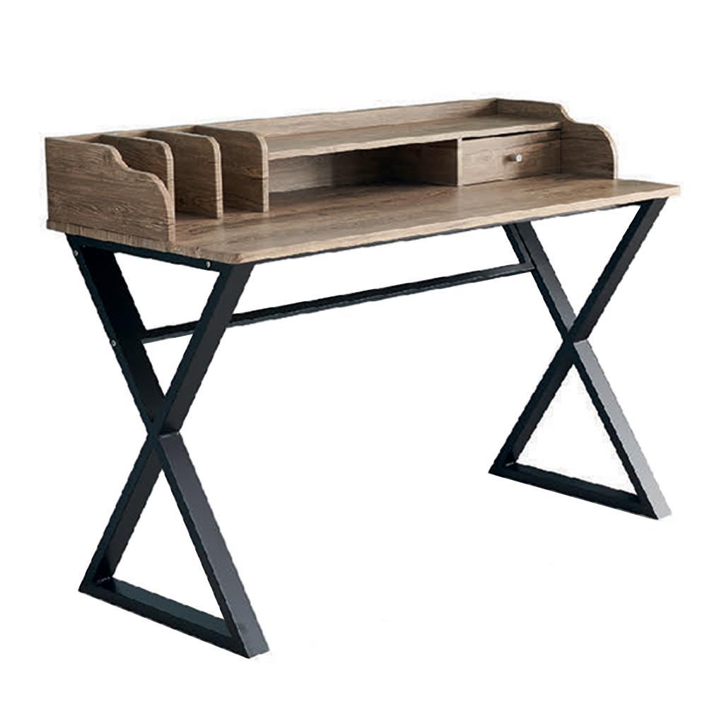 Γραφείο μεταλλικό Nextdeco καφέ με συρτάρια Υ91x120x60εκ. - Image 2