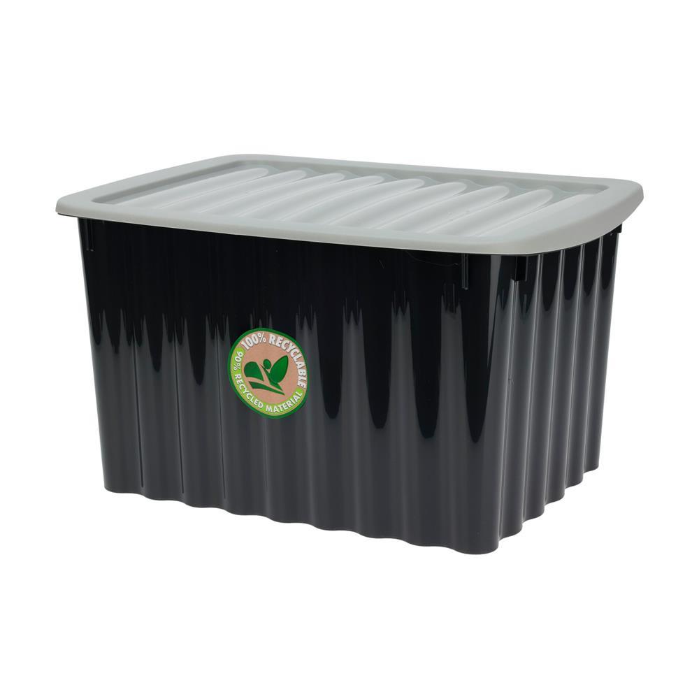 Κουτί αποθήκευσης με καπάκι μαύρο Y35x60x40εκ. - Image 2