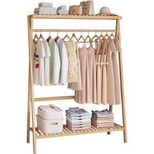 Κρεμάστρα ράγα οργάνωσης ρούχων Nextdeco ξύλινη Υ152x90x46εκ.