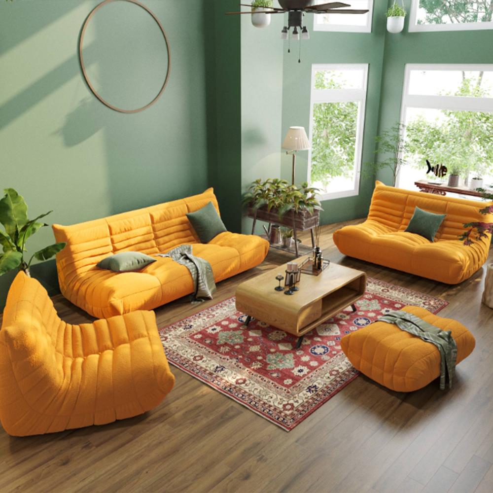 Καναπές τριθέσιος Nextdeco Togo Alcantara μουσταρδί Υ70x174x102εκ. - Image 4