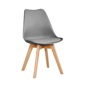 Καρέκλα πλαστική Serenity Nextdeco γκρι PP με ξύλινα πόδια Y83x48x54,5 εκ.