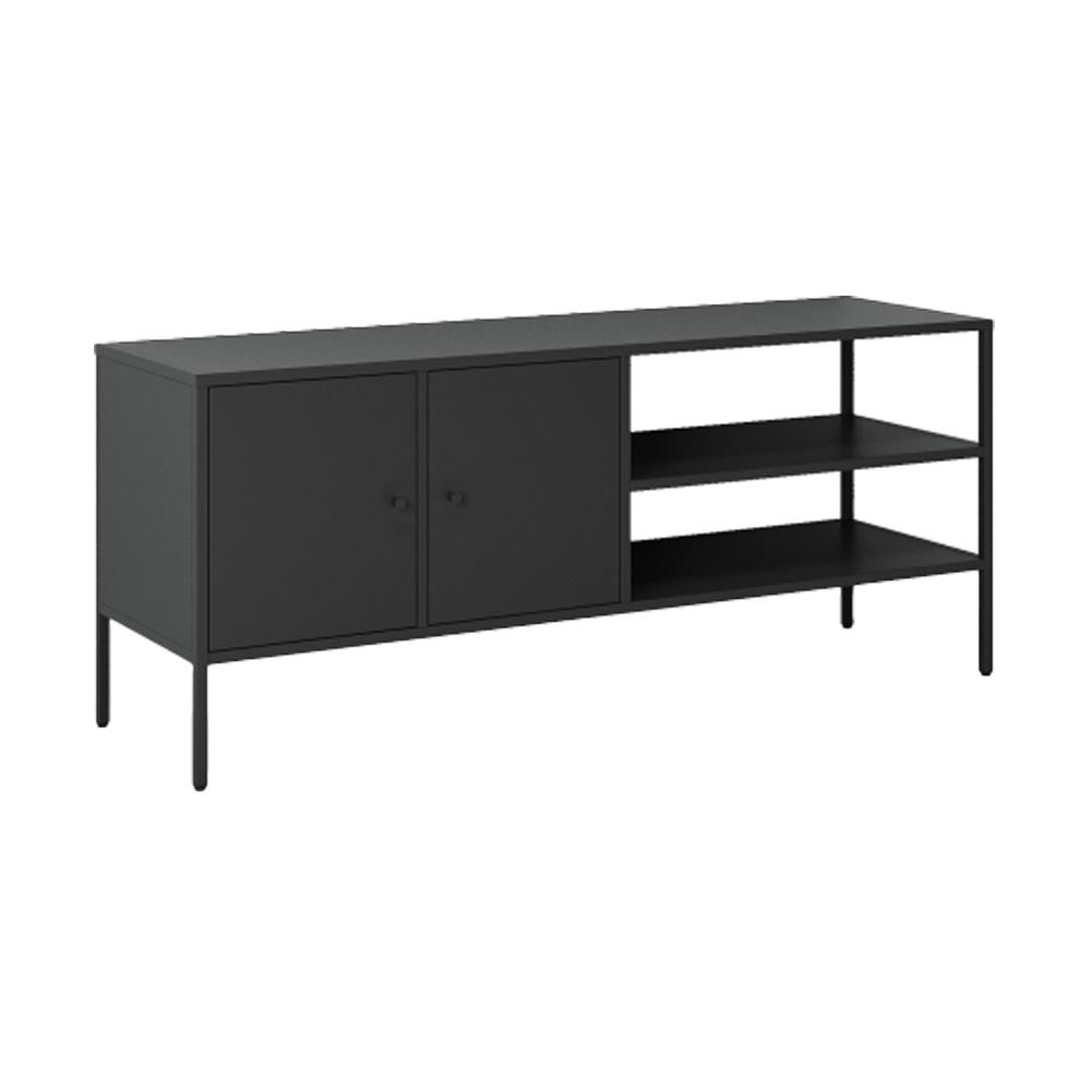 Έπιπλο τηλεόρασης μεταλλικό Nextdeco με ανοιγόμενες πόρτες μαύρο Υ50x120x35εκ. - Image 4