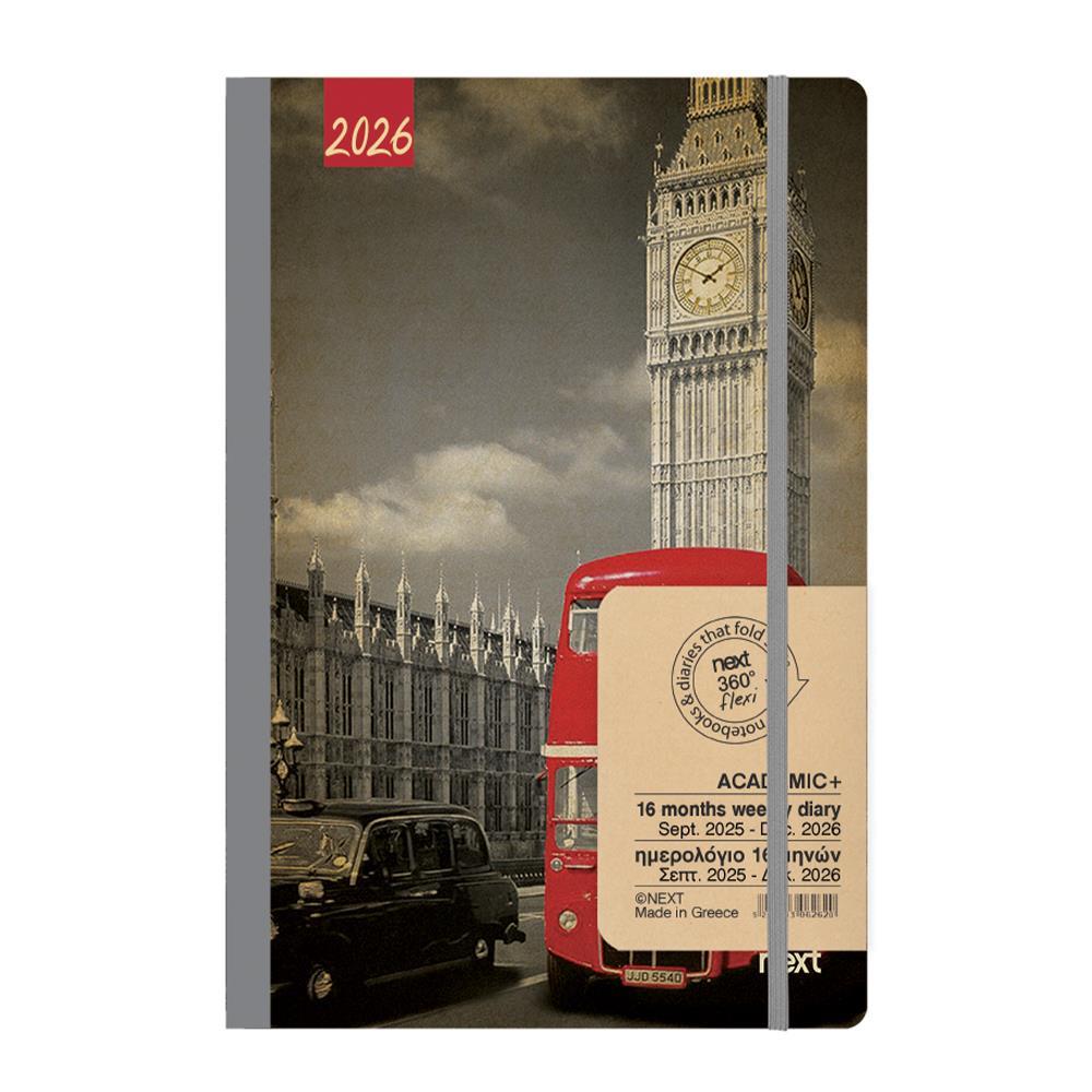 Next ημερολόγιο ACADEMIC+ 9/2025-12/2026 Gallery εβδομαδιαίο flexi 14x21εκ. Big Ben
