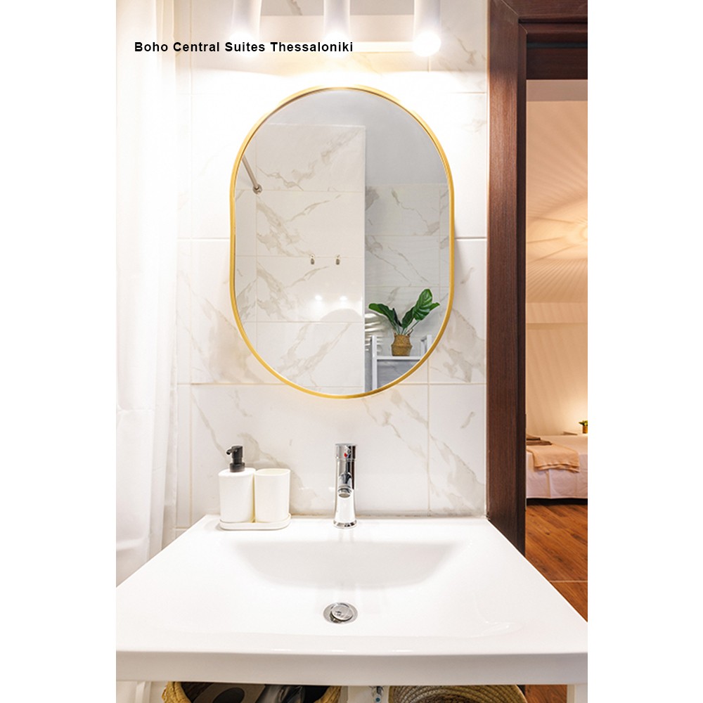 Καθρέφτης επιτοίχιος οβάλ Nextdeco χρυσό μεταλλικό πλαίσιο 60x80εκ. - Image 3