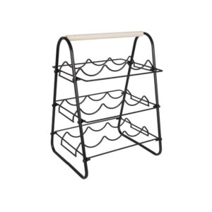 Θήκη μεταλλική μαύρη για 9 μπουκάλια κρασιού Υ48x29x9,2εκ.