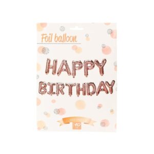 Σετ μπαλονιών-γράμματα Happy Birthday ροζ-χρυσό
