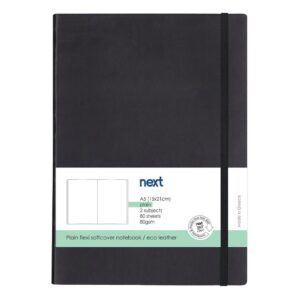 Next Premium μαύρο τετράδιο λευκό flexi λάστιχο 2 θέματα 80 φύλλα 14x21εκ. Δυνατότητα εκτύπωσης